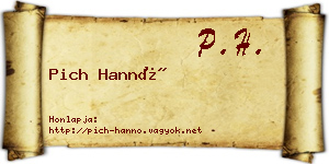 Pich Hannó névjegykártya